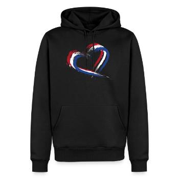 Flagge der Niederlande Fahne Farben Herz - Männer Premium Bio Hoodie - Schwarz - Vorne - Nico (187cm)