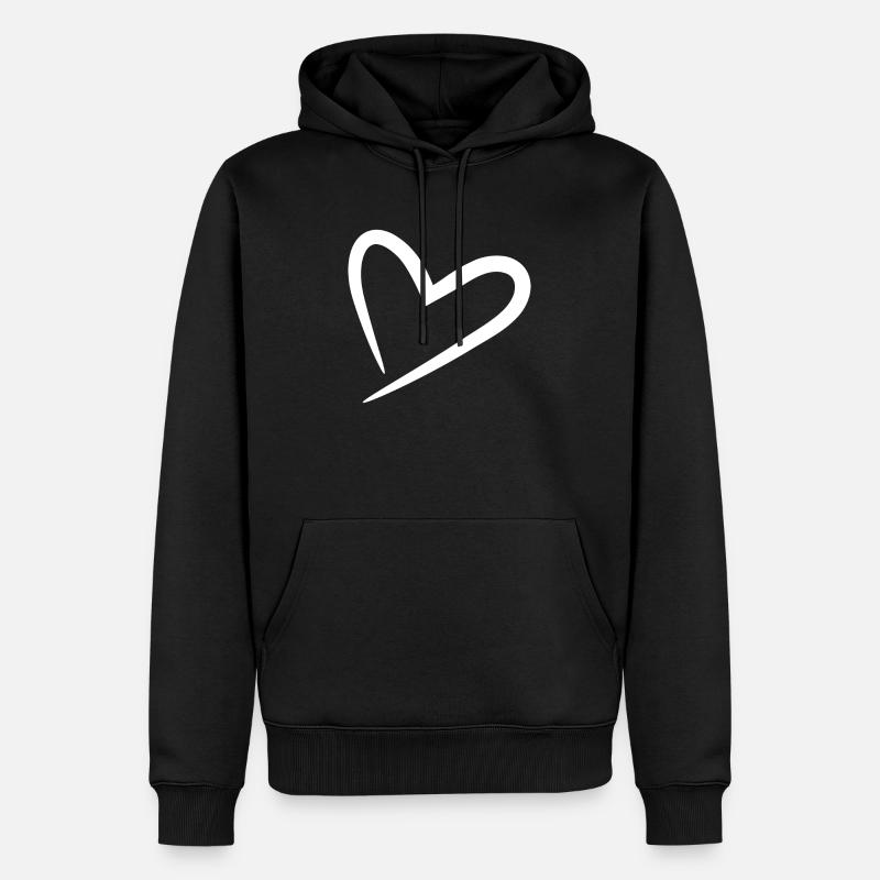 Herz weiß modern - Männer Premium Bio Hoodie - Schwarz