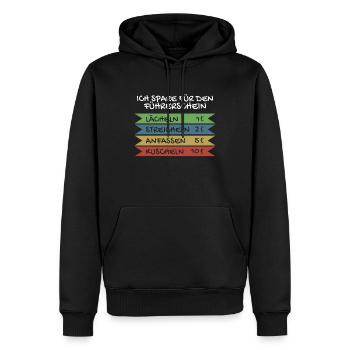 Ich spare für den Führerschein - Männer Premium Bio Hoodie - Schwarz - Vorne - Nico (187cm)