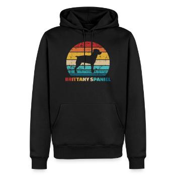 Épagneul Breton - Sweat à capuche Premium bio Homme - noir - Devant - Nico (187cm)