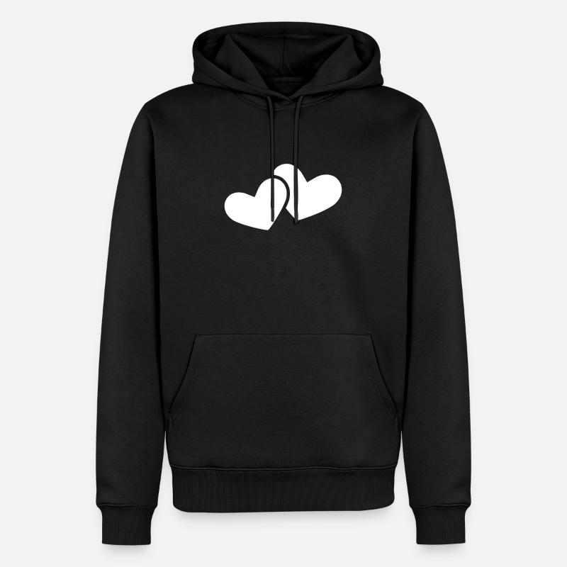 Double coeur blanc - Sweat à capuche Premium bio Homme - noir