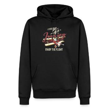 Flugzeug - Männer Premium Bio Hoodie - Schwarz - Vorne - Nico (187cm)