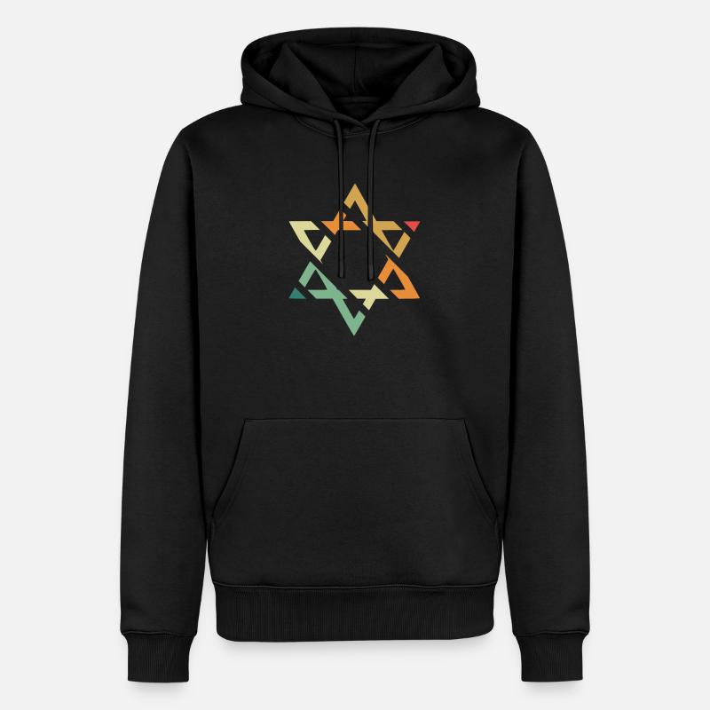 Davidstern - Männer Premium Bio Hoodie - Schwarz