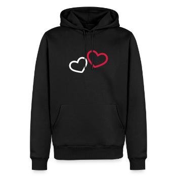 Two hearts - Men’s Premium Organic Hoodie - black - Front - Nico (187cm)