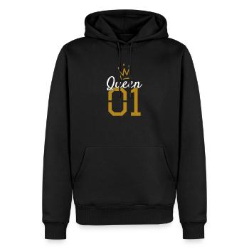 Queen 01 Krone Königin Gold - Männer Premium Bio Hoodie - Schwarz - Vorne - Nico (187cm)