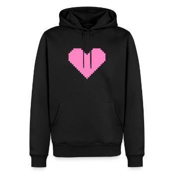 Pixel coeur rose - Sweat à capuche Premium bio Homme - noir - Devant - Nico (187cm)