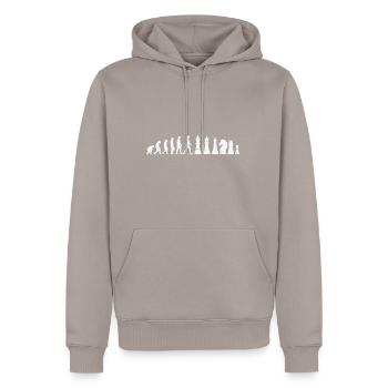Schach Schachspieler Evolution - Männer Premium Bio Hoodie - Taupe - Vorne - Nico (187cm)