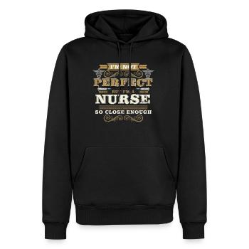 infirmière - Sweat à capuche Premium bio Homme - noir - Devant - Nico (187cm)