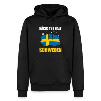 Nächster Halt Schweden Skandinavien Urlaub Reise - Männer Premium Bio Hoodie - Schwarz - Vorne - Nico (187cm)