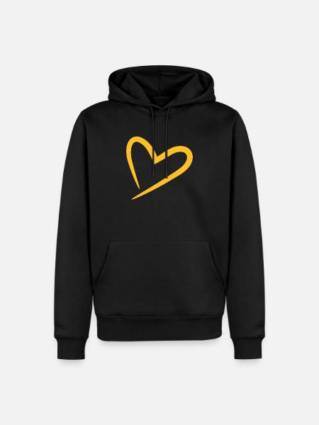 Heart modern in yellow - Men’s Premium Organic Hoodie - black