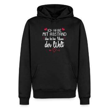 Ich habe mit Abstand den besten Mann der Welt - Männer Premium Bio Hoodie - Schwarz - Vorne - Nico (187cm)