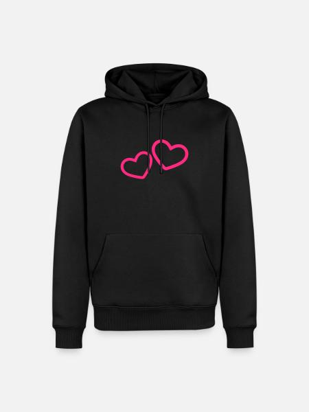 Two Hearts Heart Pink - Men’s Premium Organic Hoodie - black
