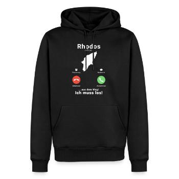 Griechenland Rhodos Anruf Insel Urlaub Reise - Männer Premium Bio Hoodie - Schwarz - Vorne - Nico (187cm)