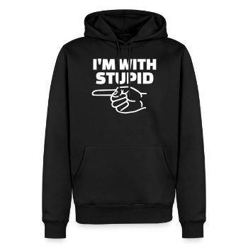 Stupid - Männer Premium Bio Hoodie - Schwarz - Vorne - Nico (187cm)