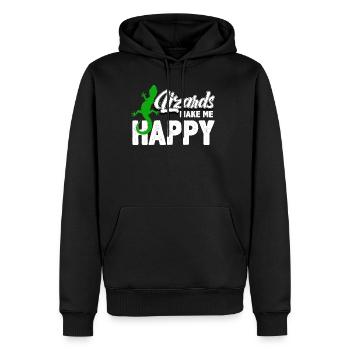 Gecko Eidechse - Männer Premium Bio Hoodie - Schwarz - Vorne - Nico (187cm)