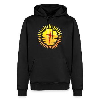 Jésus, Christ, Dieu, foi, église, chrétien - Sweat à capuche Premium bio Homme - noir - Devant - Nico (187cm)