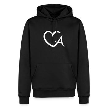 Lettre de coeur A - Sweat à capuche Premium bio Homme - noir - Devant - Nico (187cm)