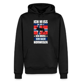 Ich Muss Gar Nichts - Ich Muss Nur Nach Norwegen - Männer Premium Bio Hoodie - Schwarz - Vorne - Nico (187cm)