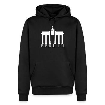 Berlin - Männer Premium Bio Hoodie - Schwarz - Vorne - Nico (187cm)