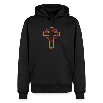 Kreuz Symbol Christentum Herz Liebe - Männer Premium Bio Hoodie - Schwarz - Vorne - Nico (187cm)