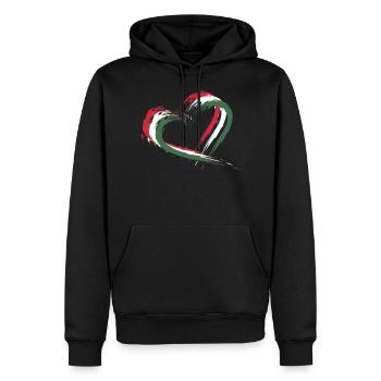 Coeur Brosse drapeau de la Hongrie - Sweat à capuche Premium bio Homme - noir - Devant - Nico (187cm)