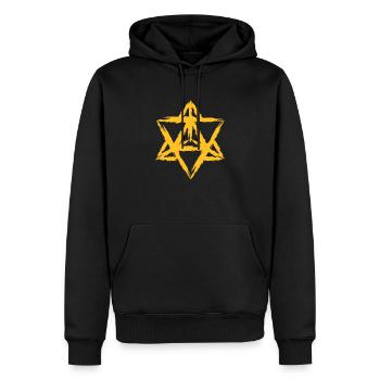 Merkaba symbole géométrie sacrée - Sweat à capuche Premium bio Homme - noir - Devant - Nico (187cm)