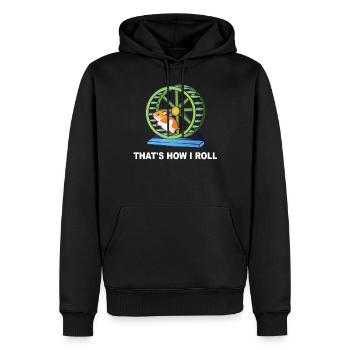 Hamster c'est comme ça que je roule Hamster Wheel Shirt Gif - Sweat à capuche Premium bio Homme - noir - Devant - Nico (187cm)