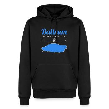 Baltrum Koordinaten Nordsee Insel Urlaub Reise - Männer Premium Bio Hoodie - Schwarz - Vorne - Nico (187cm)