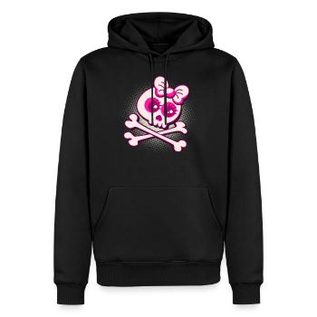 Cooles Totenkopf T-Shirt mit gekreuzten Knochen - Männer Premium Bio Hoodie - Schwarz - Vorne - Nico (187cm)