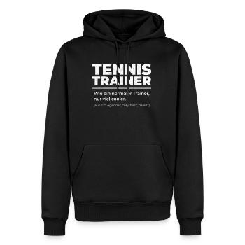 Tennis Trainer - Männer Premium Bio Hoodie - Schwarz - Vorne - Nico (187cm)