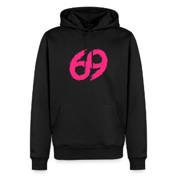 69 Symbol Zahl Rosa - Männer Premium Bio Hoodie - Schwarz - Vorne - Nico (187cm)
