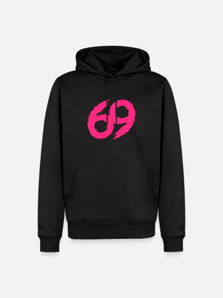 69 number pink icon - Men’s Premium Organic Hoodie - black