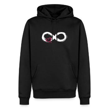 Unendlich Liebe Symbol mit Herz - Männer Premium Bio Hoodie - Schwarz - Vorne - Nico (187cm)