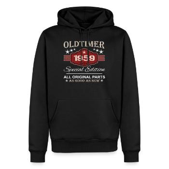Voiture ancienne 1959 - 65e cadeau d’anniversaire - Sweat à capuche Premium bio Homme - noir - Devant - Nico (187cm)