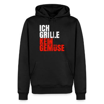 Grillen - Grillmeister - Grillkönig - Gemüse - Männer Premium Bio Hoodie - Schwarz - Vorne - Nico (187cm)