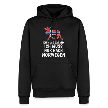 Ich Muss Gar Nix Ich Muss Nur Nach Norwegen Reise - Männer Premium Bio Hoodie - Schwarz - Vorne - Nico (187cm)