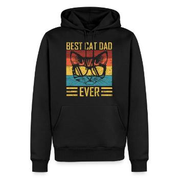 Papa chat Meilleur papa chat jamais cadeau Kateznmotiv - Sweat à capuche Premium bio Homme - noir - Devant - Nico (187cm)