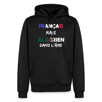 France / Algérie / Franco-Algérien / Français - Sweat à capuche Premium bio Homme - noir - Devant - Nico (187cm)
