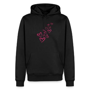 Herzchen Herz Muster - Männer Premium Bio Hoodie - Schwarz - Vorne - Nico (187cm)