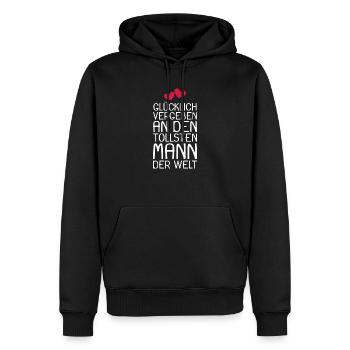 Glücklich vergeben - Männer Premium Bio Hoodie - Schwarz - Vorne - Nico (187cm)