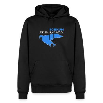 Borkum Koordinaten Nordsee Insel Urlaub - Männer Premium Bio Hoodie - Schwarz - Vorne - Nico (187cm)