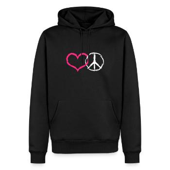Coeur et paix symbole paix - Sweat à capuche Premium bio Homme - noir - Devant - Nico (187cm)