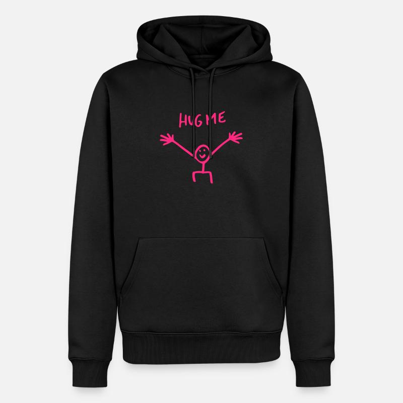 Umarme mich Umarmung Strichmännchen Geschenk - Männer Premium Bio Hoodie - Schwarz