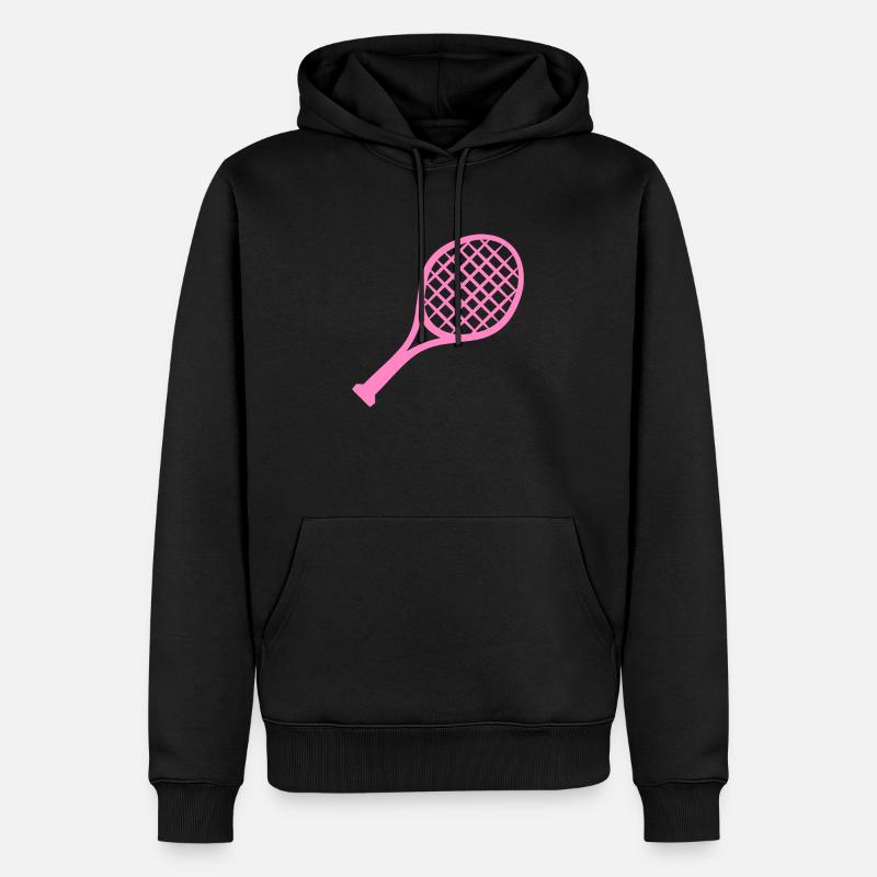 Raquette de tennis rose - Sweat à capuche Premium bio Homme - noir
