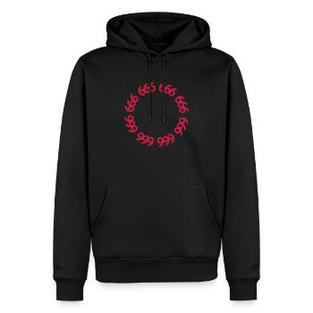 Cadeau de cercle de symbole maléfique numéro 666 - Sweat à capuche Premium bio Homme - noir - Devant - Nico (187cm)