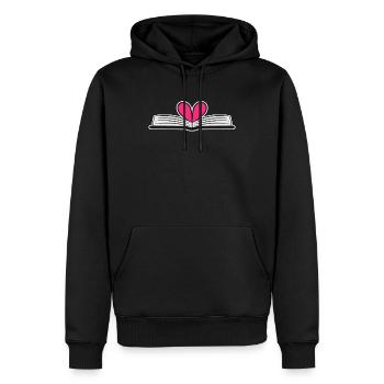 Buch Herz Lesen Geschenk - Männer Premium Bio Hoodie - Schwarz - Vorne - Nico (187cm)