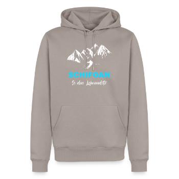 skifahren schifoan is das leiwandste - Männer Premium Bio Hoodie - Taupe - Vorne - Nico (187cm)
