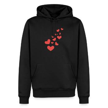 Herz - Liebe - Herzchen - muster - - Linie - Männer Premium Bio Hoodie - Schwarz - Vorne - Nico (187cm)