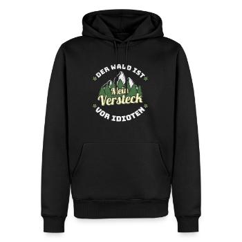 Der Wald ist mein Versteck vor Idioten - Männer Premium Bio Hoodie - Schwarz - Vorne - Nico (187cm)