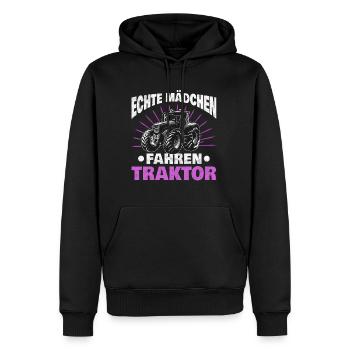 Echte Mädchen fahren Traktor Traktorfahrer Landwir - Männer Premium Bio Hoodie - Schwarz - Vorne - Nico (187cm)